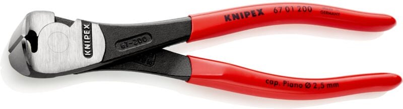 KNIPEX 67 01 160 SB Kraft-Vornschneider mit Kunststoff überzogen schwarz atramentiert 160 mm