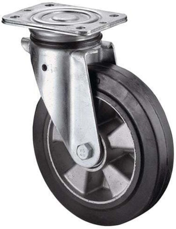 Bs Rollen - Schwerlastlenkrolle Rad-Ø 100 mm Tragfähigkeit 150 kg Elastikgummi 138 mm 110 mm