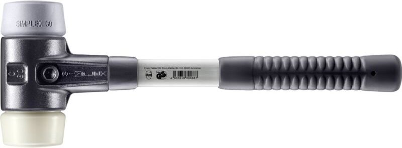 SIMPLEX-Schonhammer, TPE-mid / Nylon mit verstärktem Tempergussgehäuse und Fiberglasstiel D=60 mm 3738.060