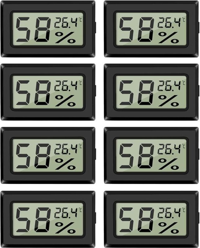 8er-Pack Mini-Hygrometer-Thermometer, digitales Feuchtigkeitsmessgerät für den Innenbereich mit Temperatursensor für Gew...