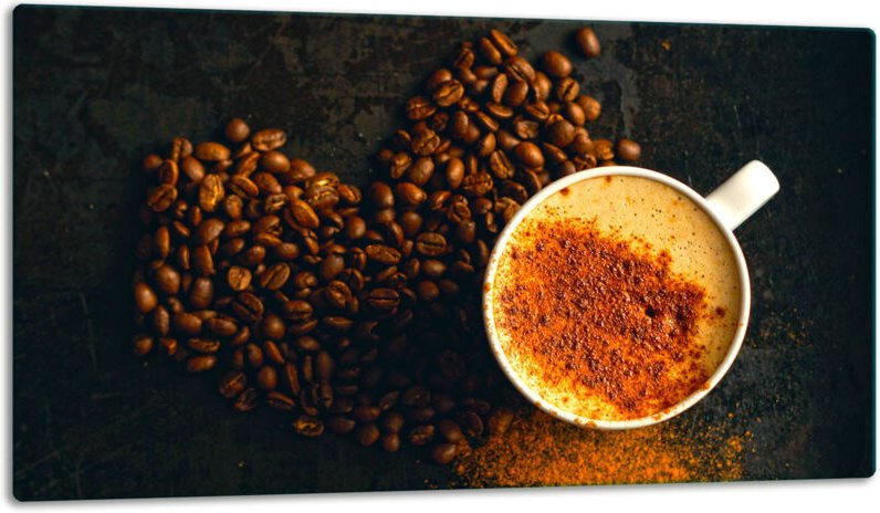 Glasschild Schneidebrett 52x30 Herzkaffee