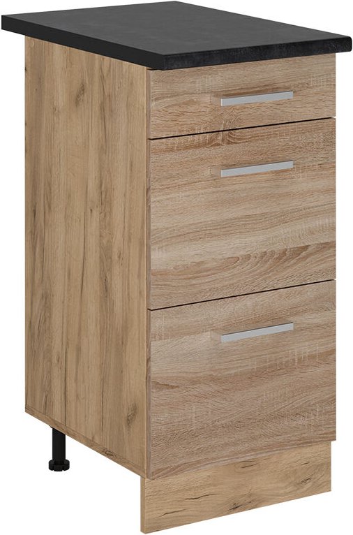 Vicco - Küchenunterschrank R-Line, Sonoma, 40 cm mit Schubladen, ap Anthrazit