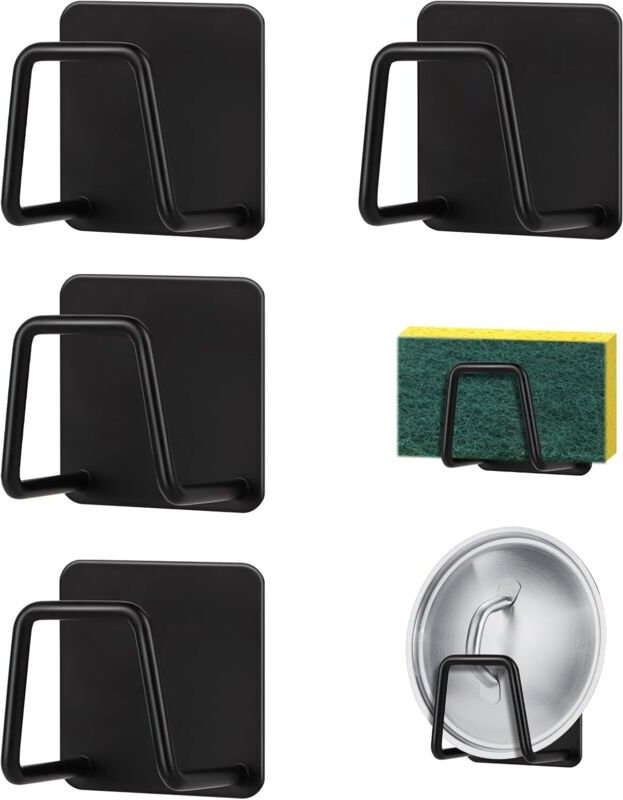Gabrielle - 4-teiliger Schwammhalter für die Küchenspüle, selbstklebender Schwammhalter für die Spüle, Edelstahl 304, Sc...