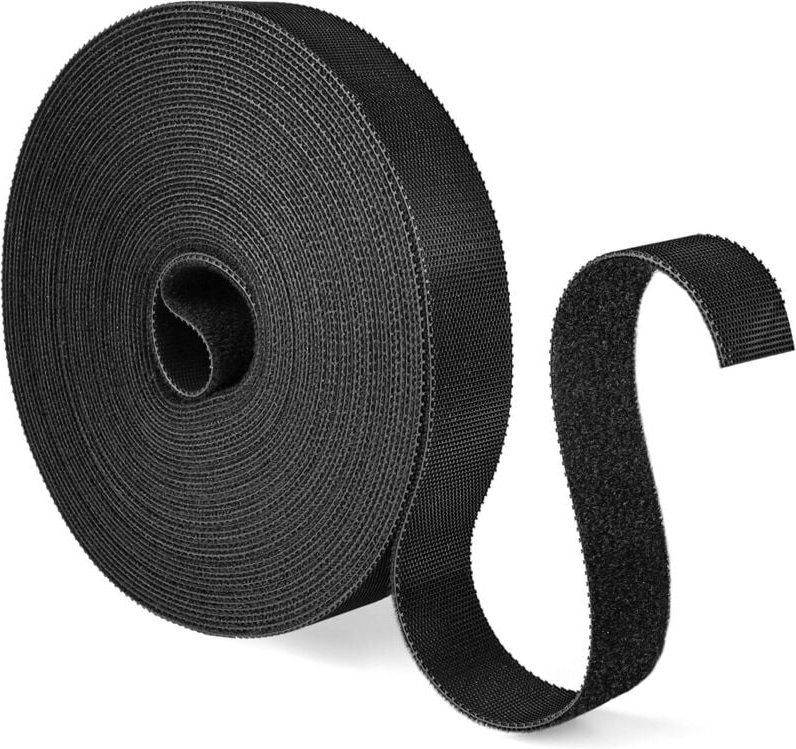 Thumbnail - 10 m × 20 mm wiederverwendbare Kabelbinder aus Nylon, stark haftende Kabelbinderrolle schwarz, Kabelbinder für Kabelmana...
