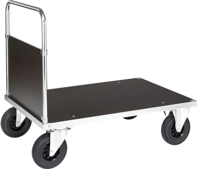 Kongamek Plattformwagen, verzinkt 1000x700x900mm mit MDF-Platte, geschlossenem Schiebegriff und Gummibereifung ohne Brem...