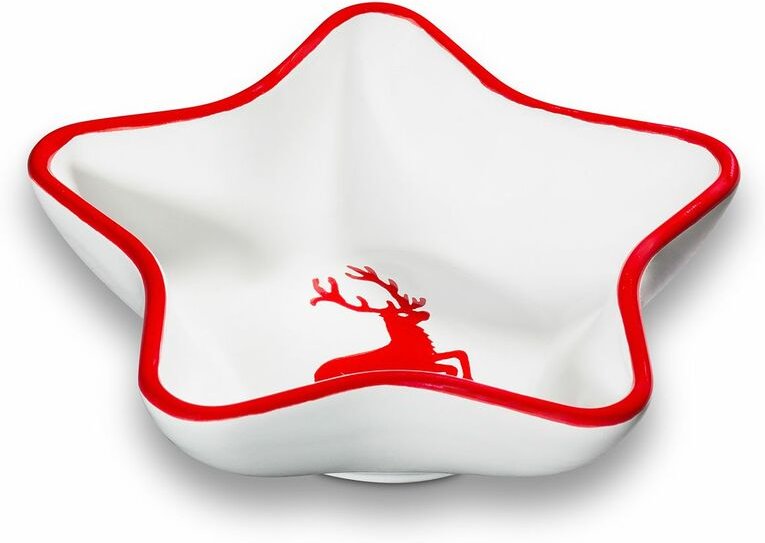Thumbnail - Gmundner Keramik - Rubinroter Hirsch, Sternschale (l: 14cm)