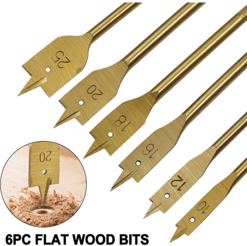 6 TITANBESCHICHTETE HOLZBOHREN 10 - 25 MMHolzbohrer für Bohrmaschine