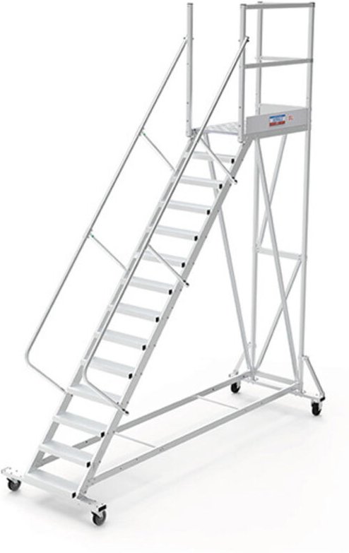 Mobile Plattform mit Geländer rechts und hinten - 2 Zugangsrampen - Maximale Arbeitshöhe 4.20m - PTF111D-RS