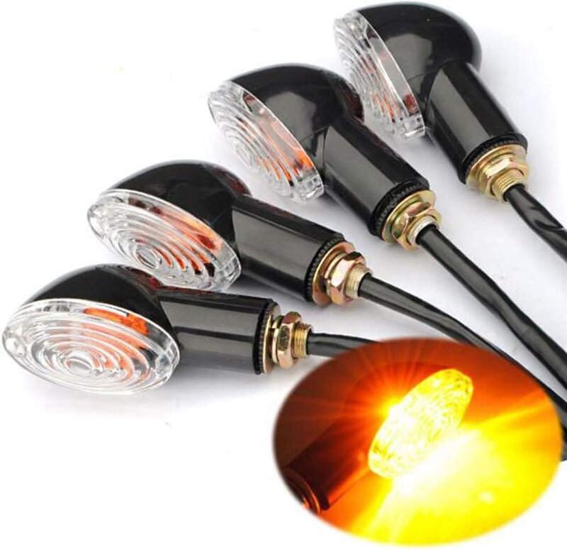 4 Stück Motorrad-Blinker, Mini-Blinker, 12 V, wasserdicht, universell für Motorrad, Roller, Quad, Cruiser, Off-Road