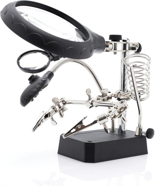 Montagehalterung – dritter Zeiger mit Hintergrundbeleuchtung und 3 Lupen (90 mm – 2,5 x, 34 mm/7,7 x und 34 mm/10 x) TE-...