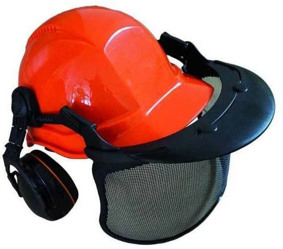 Blinky Jac Schutzhelm mit Kopfhörern und orangefarbenem Visier