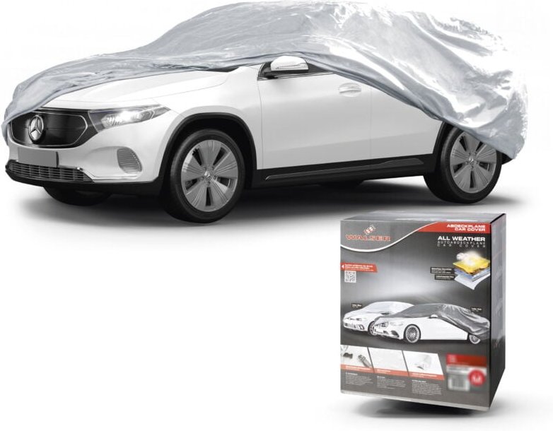 Abdeckplane Auto All Weather Basic, Autoplane Vollgarage SUV Größe M, Autoabdeckung silber
