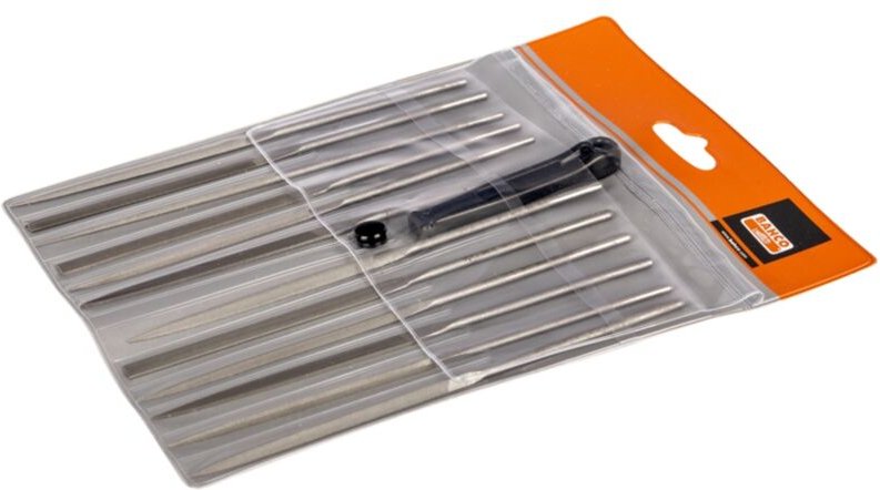 Bahco Nadelfeilensatz, Halbschlicht, ohne Heft 160 mm - 12-tlg., Hieb 1