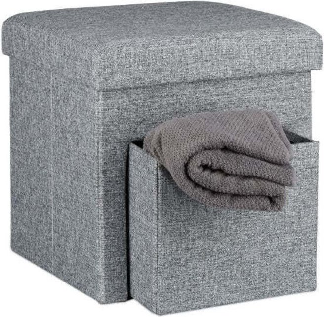 Klapphocker aus leinen mit fach