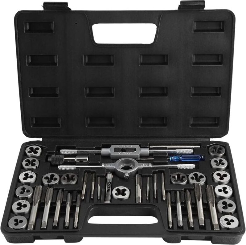 Thumbnail - Gotrays - 40-teiliger Gewindeschneidsatz M3–M12 – Gewindebohrerhalter mit Gewindesteigungslehre – Robuste Handwerkzeuge