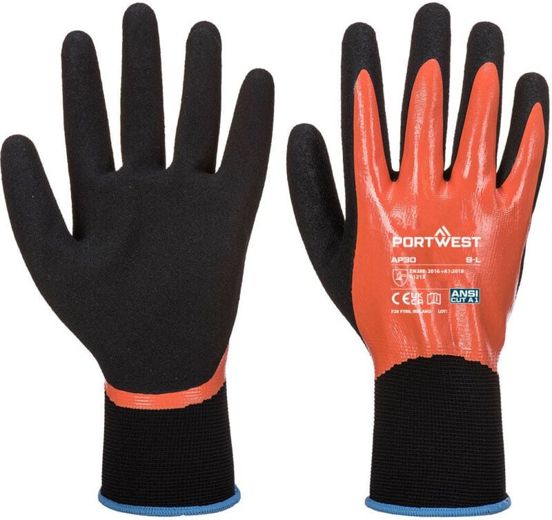 Thumbnail - Dermi Pro Orange/Schwarz Handschuhe L - Größe 9