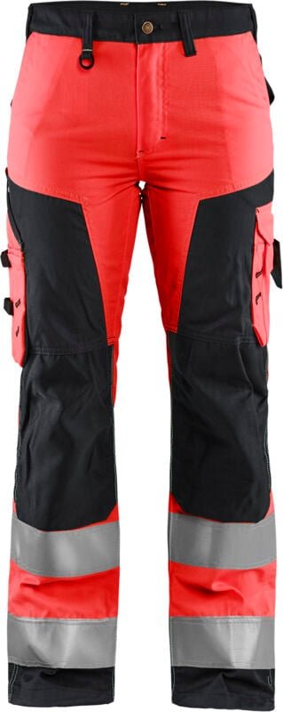 Thumbnail - Hochsichtbare Arbeitshose Damen 7155 – Neonrot/Schwarz 2XL – FR(52) – SE(C50) – Kurz