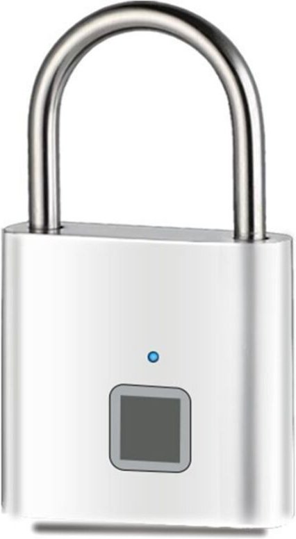 Fingerabdruckschloss Elektronisches Vorhängeschloss für den Außenbereich, wasserdicht und rostfrei, Silber