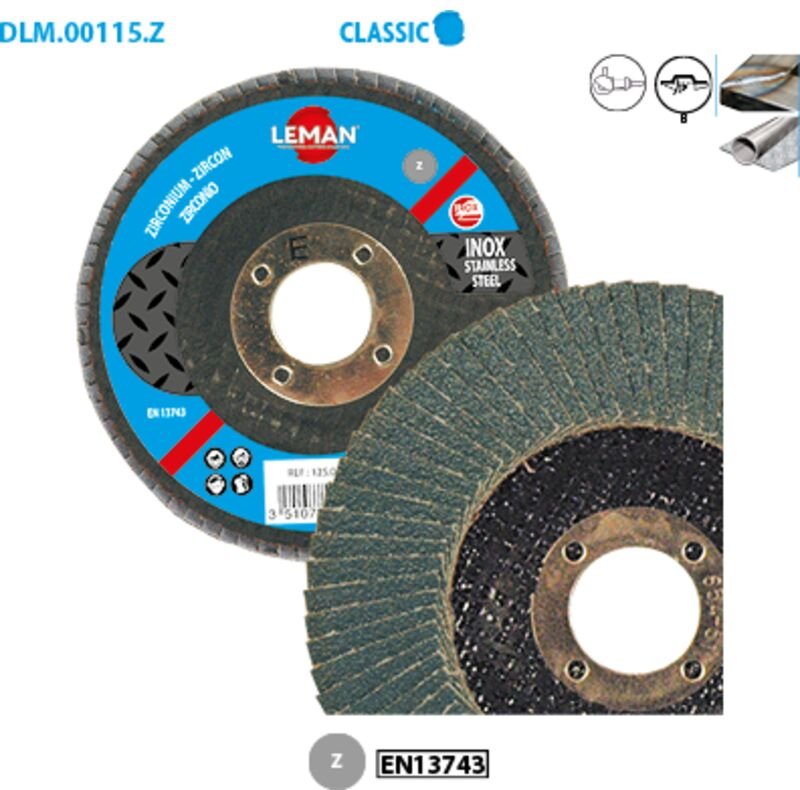 Schleifscheiben aus Zirkon für Metall Classic ø 115 Körnung 40 Bohrung 22,23 mm Konisch - Packung zu 10