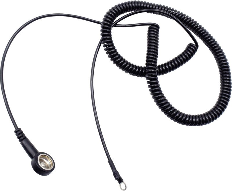 Quadrios - ESD-Erdungskabel 3.60 m Druckknopf 10 mm, Ringkabelschuhanschluss