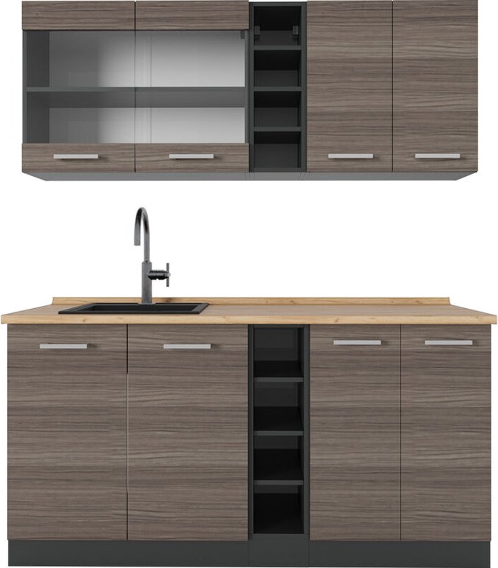 Thumbnail - Vicco - Singleküche R-Line, Edelgrau/Anthrazit, 160 cm , ap Eiche