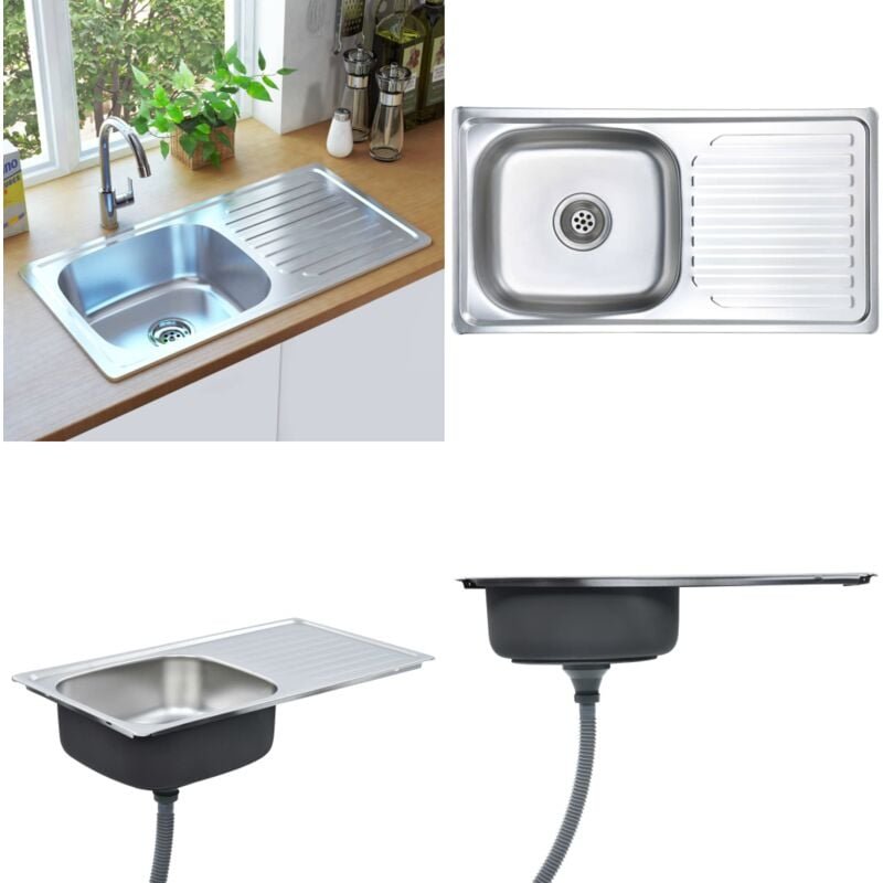 Einbauspüle mit Sieb und Siphon Edelstahl - Küchenspüle - Küchenspülen - Home & Living - Silber