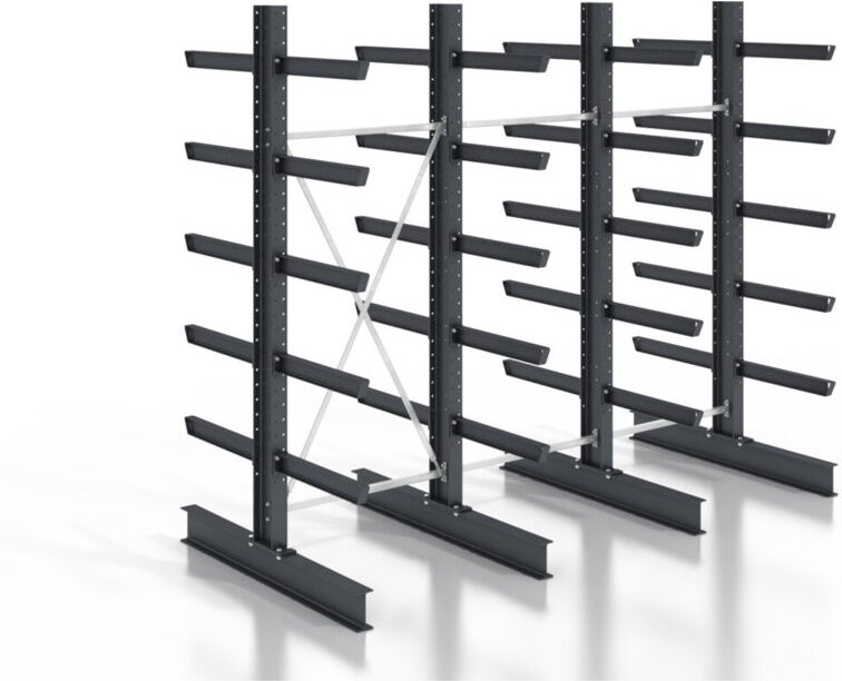 Kragarmregal schraubbar doppelseitig 3 Felder mit 5 Ebenen 3840x3130x400mm - Stier