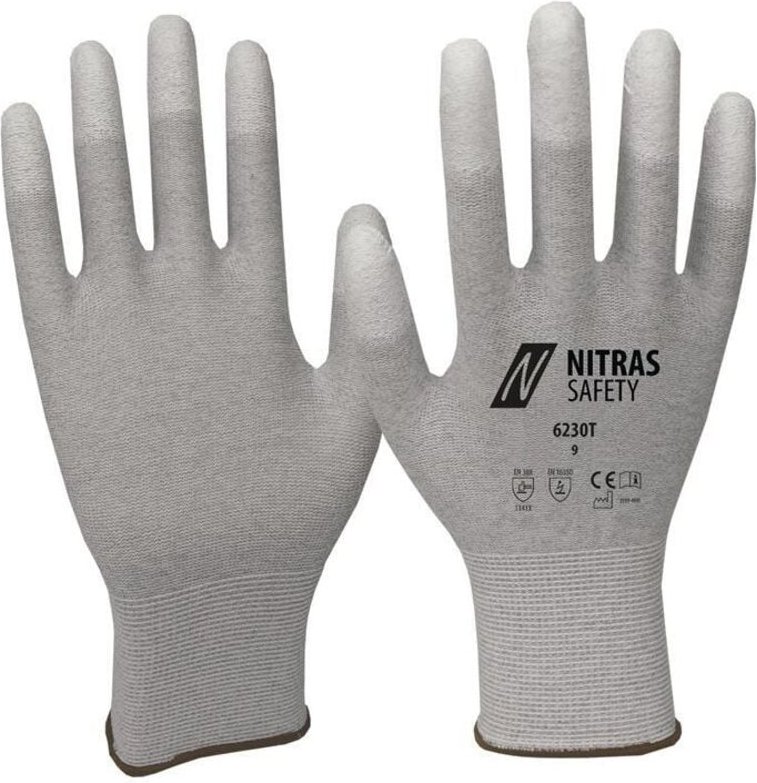 Nitras - 6230T-8 Handschuhe Größe 8 grau/weiß en 388, en 16350 PSA-Kategorie ii