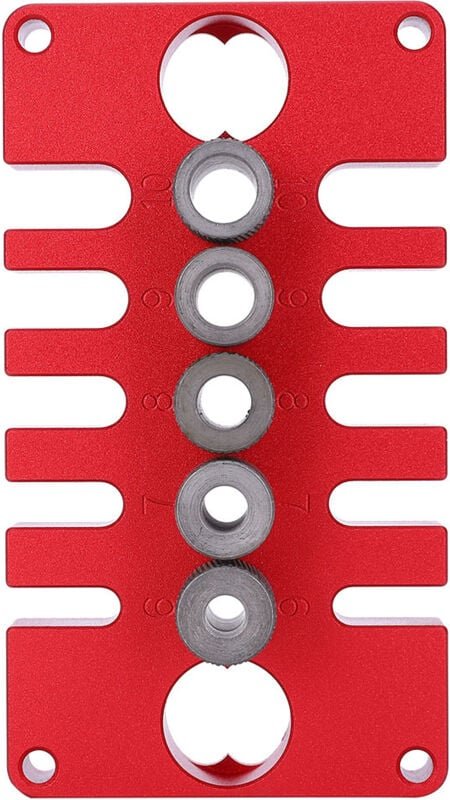 3 in 1 Dübelpositionierungsvorrichtung Holzbearbeitungsbohrwerkzeuge Rote Aluminiumlegierungen 08650
