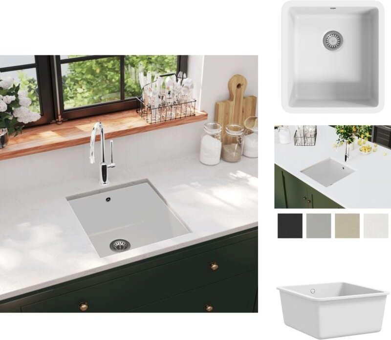 Küchenspülen & Spülbecken - Living Granitspüle Einzelbecken Weiß - Weiß