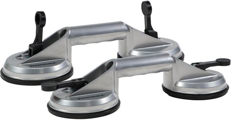 Silverline - 2er Set Vakuum Doppel-Saugheber 100kg Hebekraft mit Alugriff Sauggriff Plattenheber