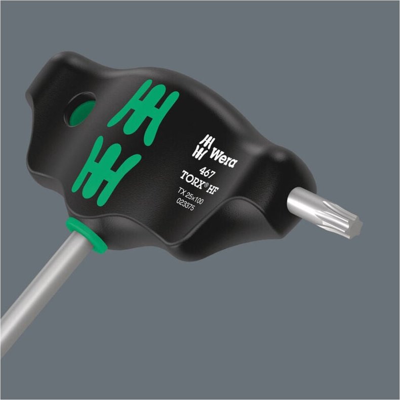 WERA T-Griff-Schraubendreher TORX 467 HF 25x100mm Haltefür Seitenabtrieb