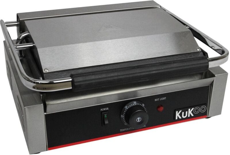 KuKoo Edelstahl Paninigrill Elektrogrill Paninitoaster Sandwichtoaster Grill Tischgrill Gerillt 2200W mit Gratis Draht R...