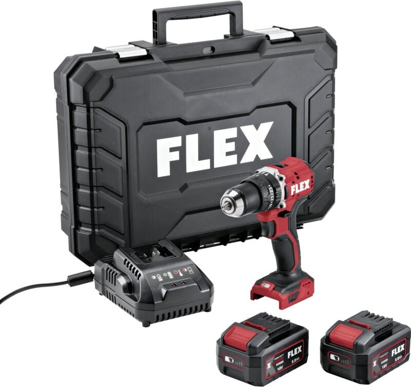 Flex Akku-Schlagbohrschrauber 18V PD 2G 18-EC LD TC, 2x 5,0 Ah und Ladegerät im Koffer