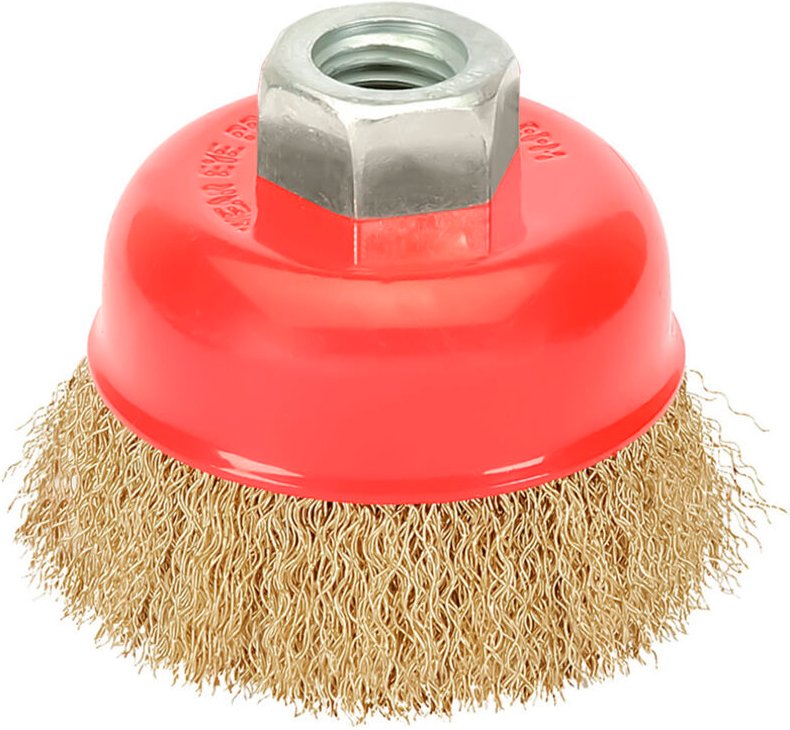 Linea profesional - Topfbürste mit Draht De Messingbeschichteter Stahl M14 Gewinde, ø 100 mm. Draht de ø 0,30 mm. - Wolf...