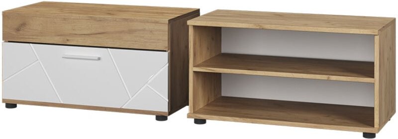 Wohnzimmerschränke Berno, Goldkraft Eiche/Weiß, 2 Teile, Vicco