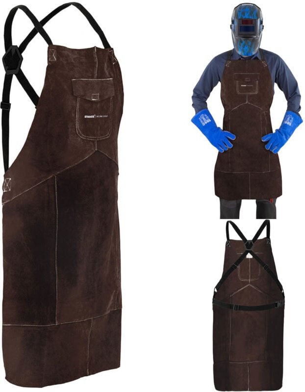 Schützende Schweißerschürze aus Leder, Größe L – braun