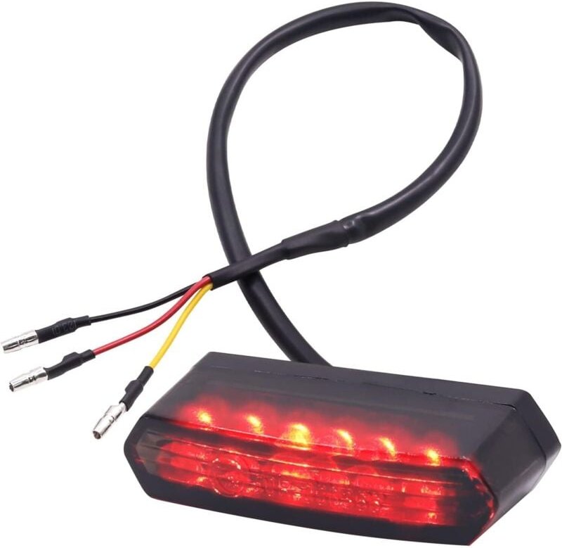 Lycxames - 12-V-LED-Motorrad-Rücklicht, Mini-6-LED-LED-Bremslicht für Motorrad-Cruiser-Bike-ATV (Rauch)