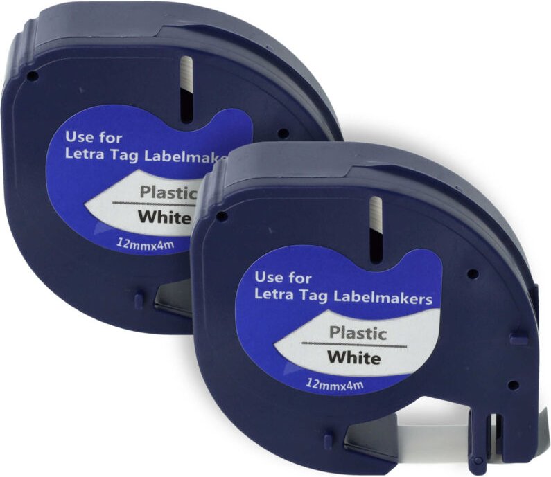 Vhbw - 2x Schriftband-Kassette kompatibel mit Dymo LetraTag Plus LT-100T, xm, 2000, LT-100H Etiketten-Drucker 4m x 12mm ...