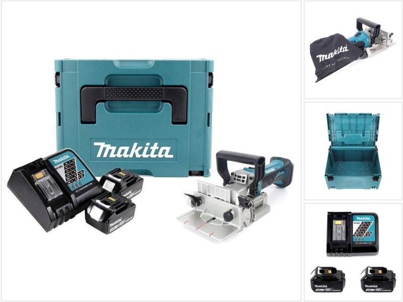 Bpj 180 rfj Akku Nutfräse 18V + 2x Akku 3,0Ah + Schnellladegerät + Makpac - Makita