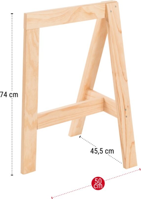 Dekorative Staffelei mit drei Beinen aus unlackierter Macozo-Kiefer Modell glam Astigarraga CABGLA.99