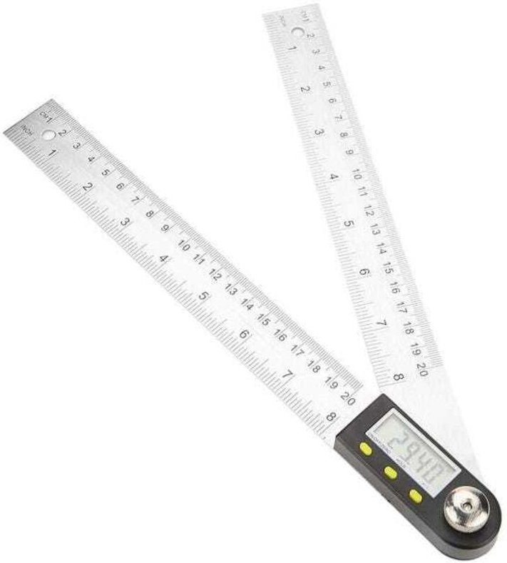 Linghhang - Winkelmesser-Lineal, 0–200 mm, digitales Winkellineal aus Edelstahl, 2-in-1-Winkelmesser-Lineal und Winkelme...