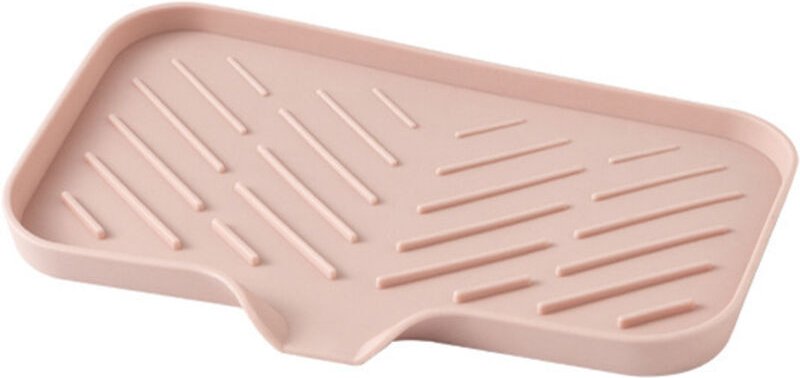 Hellrosa Schwammhalter aus Silikon, 24 x 15 x 1,7 cm, 1 Ablage für die Spüle, Seifenbürste, geeignet für Küche und Bad