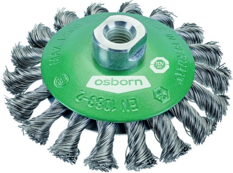 Osborn Kegelbürste Rostf. M14 100x0,35mm gezopft