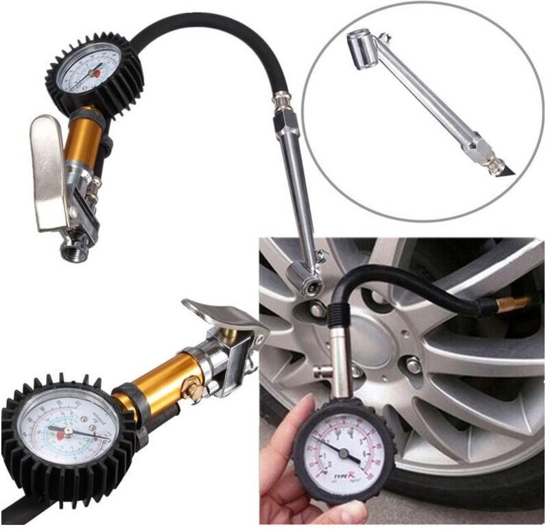 Trade Shop Traesio - Trade Shop - manometerpistole zum befüllen und entleeren von reifen autokompressoren 1/4' anschluss...