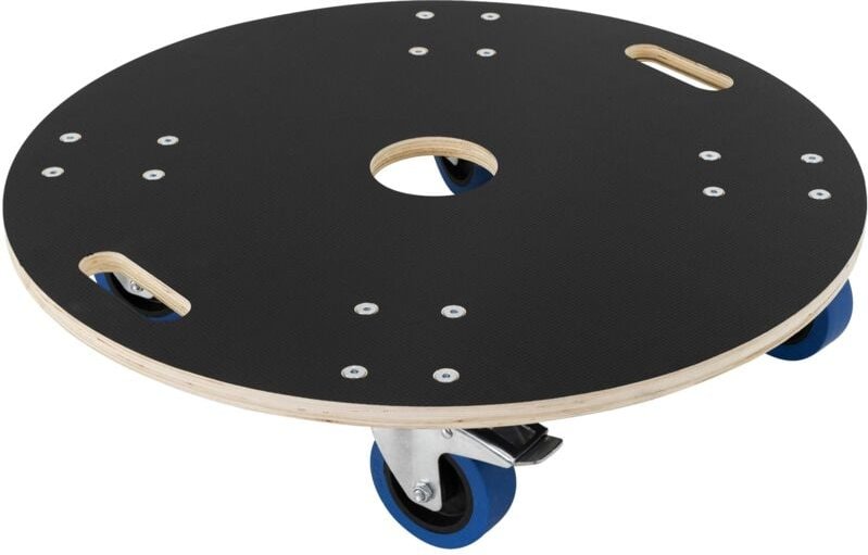 ECD Germany Transportroller rund Ø67x14,5 cm mit Siebdruckplatte und 2 gebremsten Rollen, 800kg Tragkraft, Rollbrett Möb...