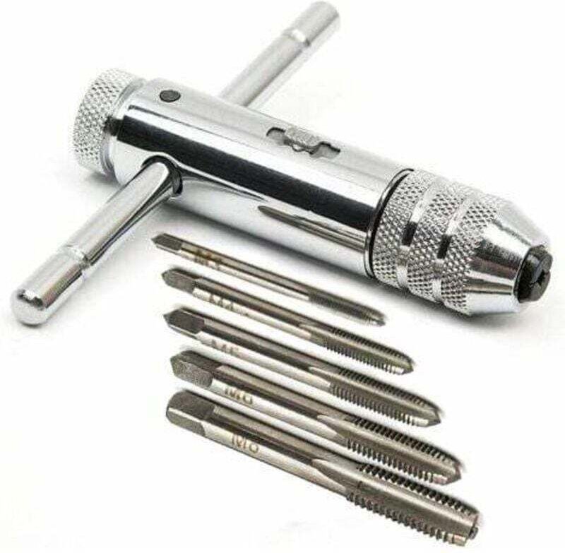 Mumu - T-Ratschendreher für die linke Hand, verstellbarer T-förmiger Windeisenschlüssel, HSS-Ratschengewindebohrerhalter...