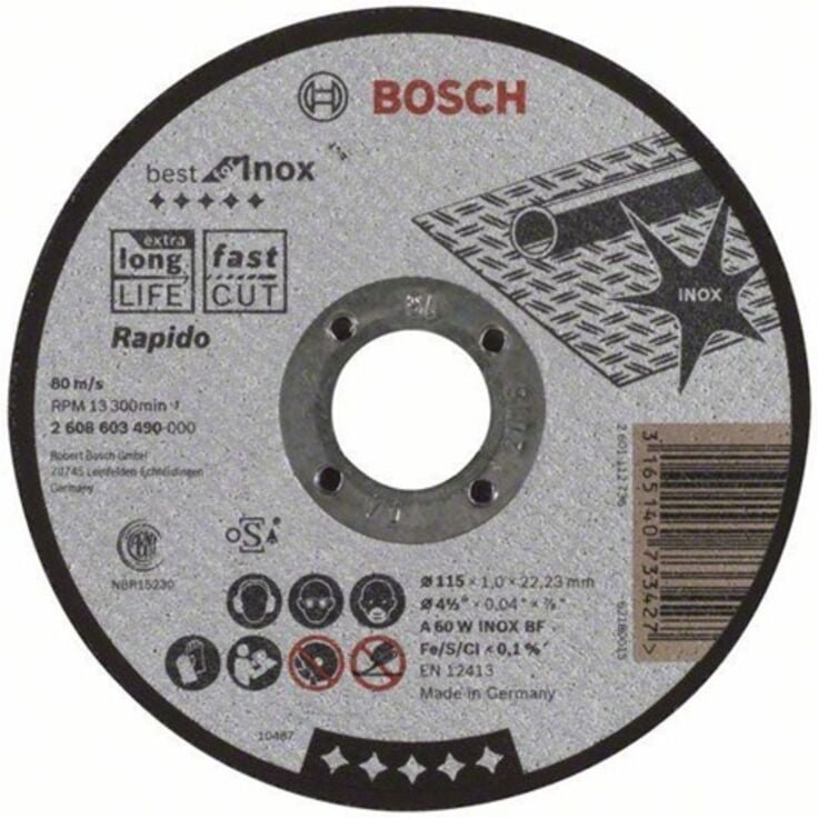 Bosch - Trennscheibe gerade Best for Inox Rapido a 60 w inox bf 115 mm 22,23 mm 1 mm - 2608603490