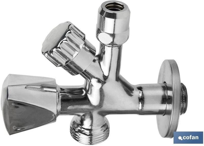 Eckventil 1/2 x 3/4 x 3/8 Kombimodell