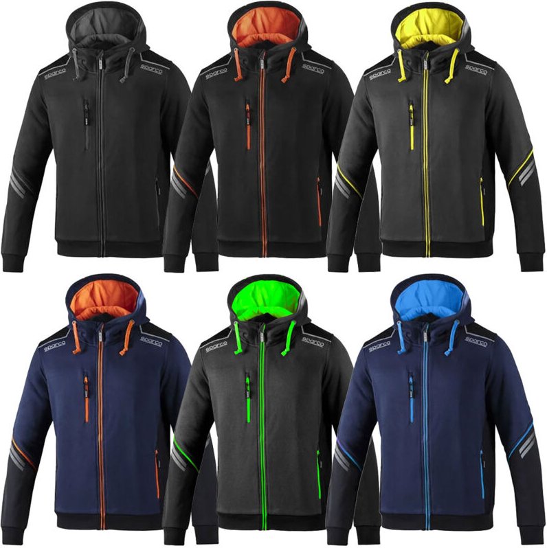 Sparco Colorado Tech Arbeits-Sweatshirt mit Kapuze und durchgehendem Reißverschluss 02414 - L - Blau
